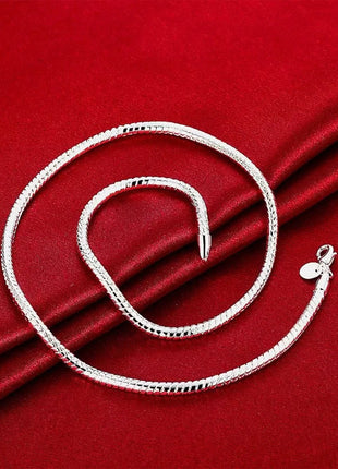 Fine 3MM Catena in osso di serpente Braccialetti in argento sterling 925 Collana Set di gioielli per uomo Donna Marchi di moda Regali di nozze per feste platinumshop