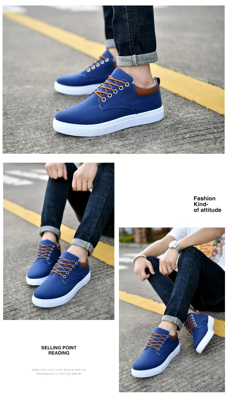Fashion Canvas Men's Sneakers Black Lace Up Sping Shoes 2024 Classic Casual Vulcanized Shoes Size 46 47 Mens Spring Sport Shoes