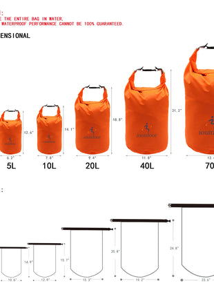 Sac étanche 2L5L10L/20L40L70L, sac étanche petit et léger pour kayak, natation, pêche, rafting, flottant