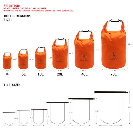 2L5L10L/20L40L70L Waterproof Dry Bag, Small Lightweight Dry Bag for Kayaking, Swimming, Fishing, Rafting, Boating