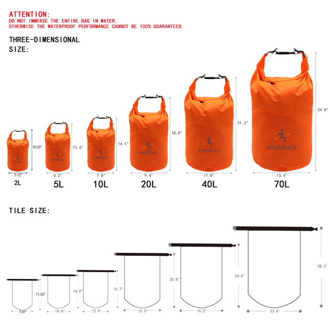 2L5L10L/20L40L70L Waterproof Dry Bag, Small Lightweight Dry Bag for Kayaking, Swimming, Fishing, Rafting, Boating