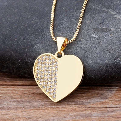 Nidin moda di lusso con zirconi cubici ciondolo a forma di cuore da donna placcato in oro collana a catena di alta qualità regalo per feste di gioielli scintillanti