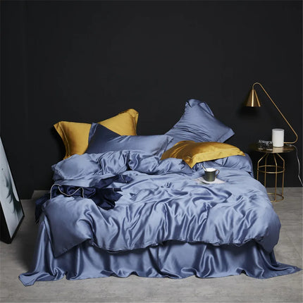 Liv-Esthete Set biancheria da letto in seta 100% verde scuro Set biancheria da letto in pura seta sana di lusso Queen King Copripiumino Lenzuolo piatto Federa Set biancheria da letto