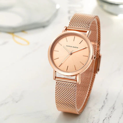 HANNAH MARTIN Movimento al quarzo giapponese in acciaio inossidabile di qualità del marchio Orologio Dropshipping da donna impermeabile da 36 mm in oro rosa completo platinumshop