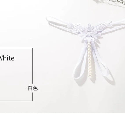 Women Lace Panties Thongs Pearl Pendant Embroidery G-String T-Back Briefs Underwear Hollow Ladies Panties Sexy Lingerie Knickers