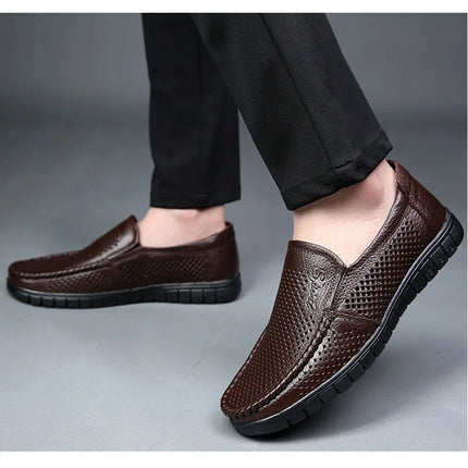 Moda scarpe in vera pelle da uomo piatte traspiranti estive scarpe casual da uomo morbide e confortevoli calzature maschili in pelle KA3559