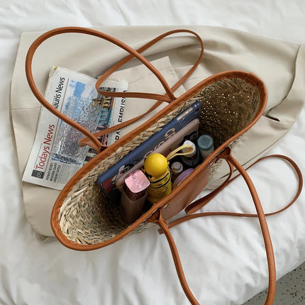 Borse estive in paglia da donna di alta qualità Borse a tracolla da donna alla moda Borsa da spiaggia tote femminile di grande capacità di design