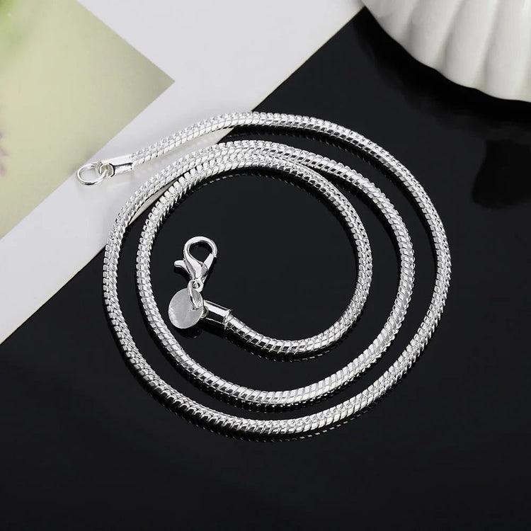 40-75cm 925 Sterling Silver 1MM/2MM/3MM solid Snake Chain Necklace For Men Women Fashion Jewelry for pendant free shipping PlatiNum