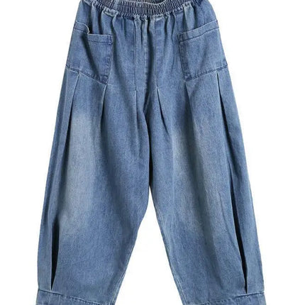 Nuovi Jeans larghi Oversize donna Denim pantaloni Casual incrociati pantaloni Harem Vintage femminili pantaloni Bloomers 2022 Jeans a gamba larga mamma
