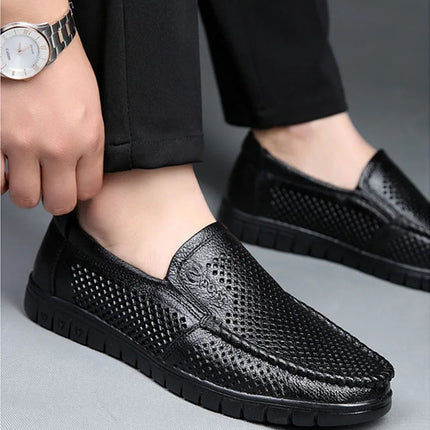 Moda scarpe in vera pelle da uomo piatte traspiranti estive scarpe casual da uomo morbide e confortevoli calzature maschili in pelle KA3559
