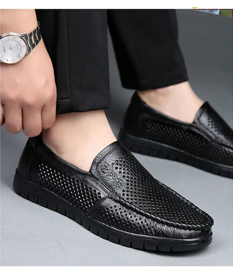 Moda scarpe in vera pelle da uomo piatte traspiranti estive scarpe casual da uomo morbide e confortevoli calzature maschili in pelle KA3559