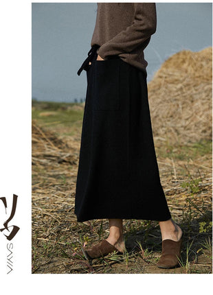 25 New arrivals women's 100% wool skirts, women's autumn and winter long loose and comfortable knit bottoming cashmere skirts, PlatiNum