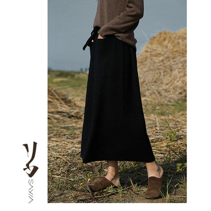 25 New arrivals women's 100% wool skirts, women's autumn and winter long loose and comfortable knit bottoming cashmere skirts, PlatiNum