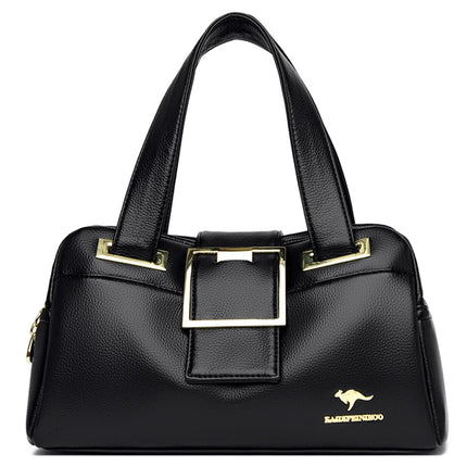 Women Multi-layers Top-handle Bag Quality Leather Handbags Purses Female Luxury Designer Large Capacity Boston Ladies Sac A Main PlatiNum
