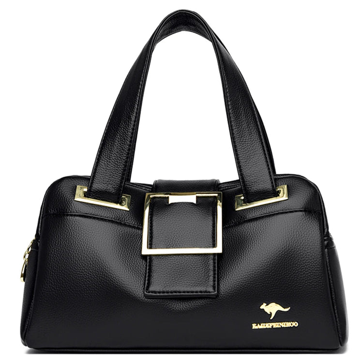 Women Multi-layers Top-handle Bag Quality Leather Handbags Purses Female Luxury Designer Large Capacity Boston Ladies Sac A Main PlatiNum