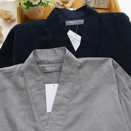 Pantaloni cardigan kimono stile giapponese 2 pezzi Set indumenti da notte da uomo accappatoio in cotone comodo abito da casa vestaglia indumenti da notte casual quotidiano