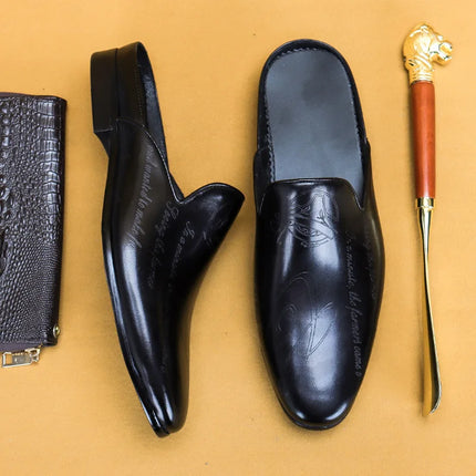 Pantofole da uomo di lusso italiane Mocassini in vera pelle Mocassini da uomo Casual Scarpe da uomo antiscivolo Moda estiva Mezze scarpe da uomo