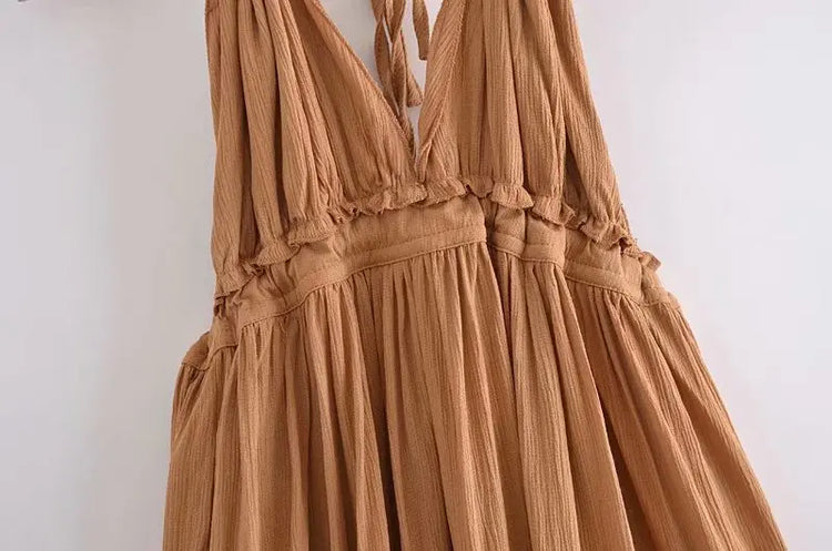 SheMujerSky Abito sexy con giunture in pizzo senza schienale Mini abiti estivi con scollo a V e scollo all'americana Abito da donna Elegante da sera