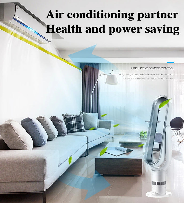 Ventilatore Freddo e Caldo con Telecomando, Senza Pale, 220V, Ultra-silenzioso, Purificatore d'Aria, Alta Qualità, Programmabile 1-9 Ore