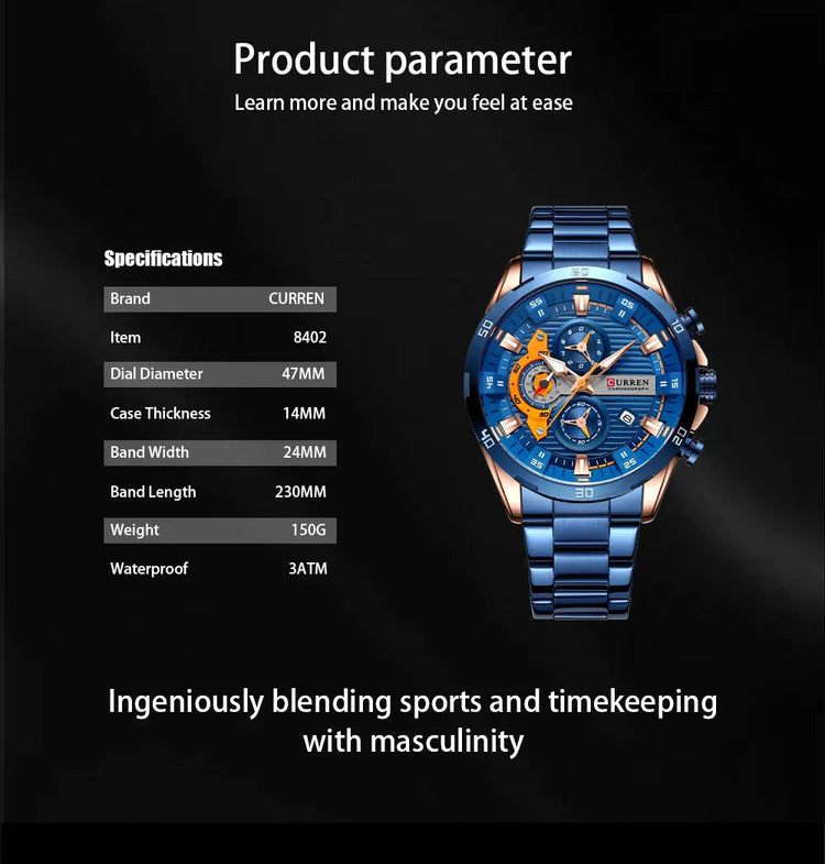 CURREN orologio da uomo orologi da uomo al quarzo sportivi di lusso delle migliori marche orologio da polso cronografo impermeabile in acciaio pieno da uomo Relogio Masculino platinumshop