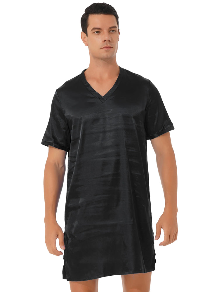 Donna uomo pigiama in raso di seta pigiameria maniche corte camicia da notte Kimono accappatoio abito da notte accappatoio camicia da notte estiva Homewear
