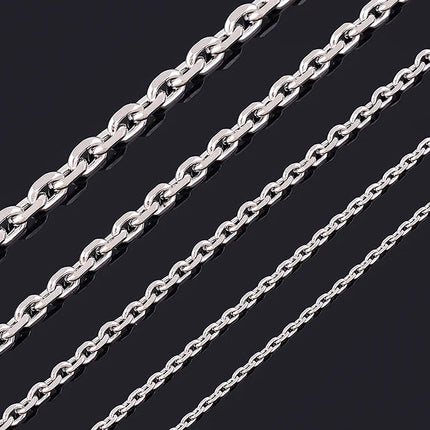 1.6/2/2.4/3/4/5mm WIde Men and Women Link Chain Rolo Fashion Tone Stainless Steel Oval Necklace High Quality Choker Jewelry Gift PlatiNum