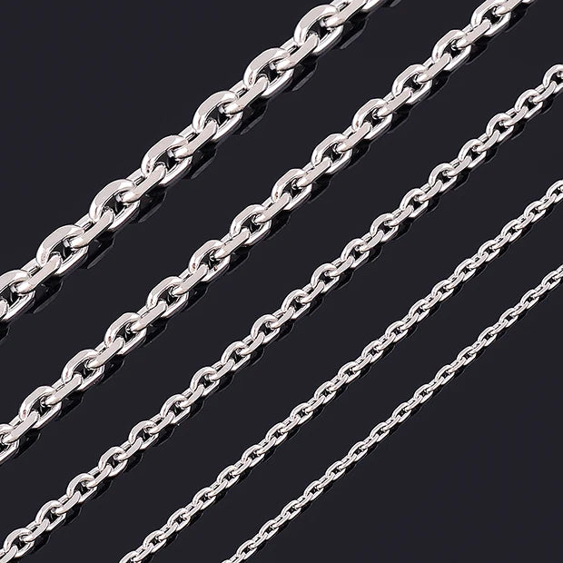 1.6/2/2.4/3/4/5mm WIde Men and Women Link Chain Rolo Fashion Tone Stainless Steel Oval Necklace High Quality Choker Jewelry Gift PlatiNum
