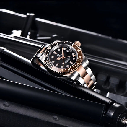 PAGANI DESIGN 2026 40MM Orologio Automatico di Lusso da Uomo GMT con Ghiera in Ceramica, Cinturino Jubilee, Vetro Zaffiro, Impermeabile