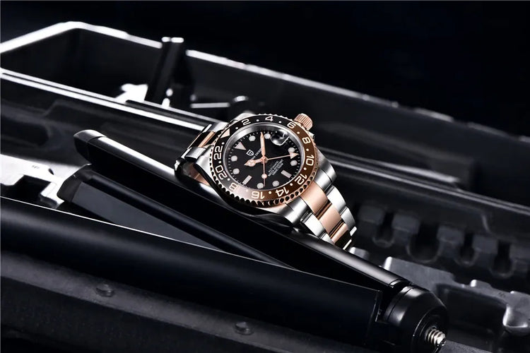 PAGANI DESIGN 2026 40MM Orologio Automatico di Lusso da Uomo GMT con Ghiera in Ceramica, Cinturino Jubilee, Vetro Zaffiro, Impermeabile