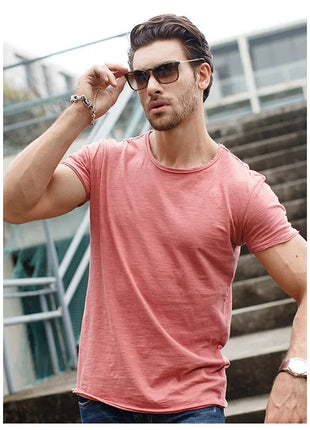 T-shirt homme 100% coton Décontracté Doux Fitness Été T-shirts fins Vêtements d'intérieur Homme Col rond Manches courtes T-shirt uni pour homme