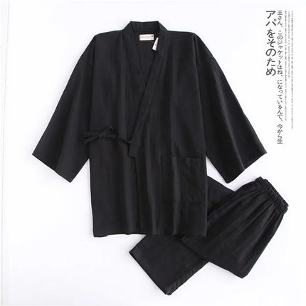 Pantaloni cardigan kimono stile giapponese 2 pezzi Set indumenti da notte da uomo accappatoio in cotone comodo abito da casa vestaglia indumenti da notte casual quotidiano