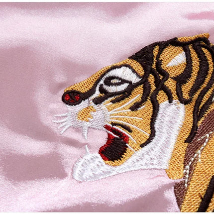Double Sided Satin Baseball Jacket Women Sukajan Jacket Female Girls Embroidery Coat 2026 Spring Autumn Pink Z1A1