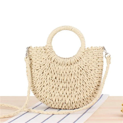 Yogodlns Borsa a tracolla intrecciata in rattan semicircolare fatta a mano Borse a tracolla a tracolla da donna estive Borsa da spiaggia piccola per ragazze Novità