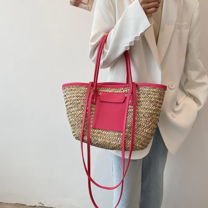 Borse estive in paglia da donna di alta qualità Borse a tracolla da donna alla moda Borsa da spiaggia tote femminile di grande capacità di design