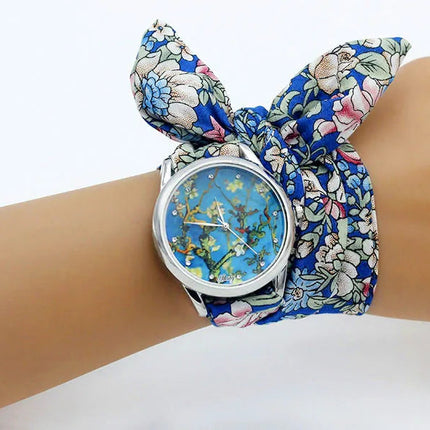 Shsby Nuovo orologio da polso in stoffa da donna Orologio da donna alla moda Orologio al quarzo argento di alta qualità Orologio da ragazza dolce Orologio in tessuto platinumshop