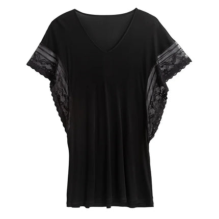 SuyaDream vestido de noche de seda para mujer de seda natural y encaje Mini vestidos sexy de vino negro camisones de verano 2021