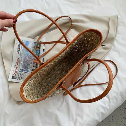 Borse estive in paglia da donna di alta qualità Borse a tracolla da donna alla moda Borsa da spiaggia tote femminile di grande capacità di design
