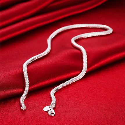 DOTEFFIL 925 Sterling Silver 16/18/20/24/22/24/26/30 Inch 3mm Snake Chain Necklace For Woman Man Wedding Engagement Jewelry PlatiNum