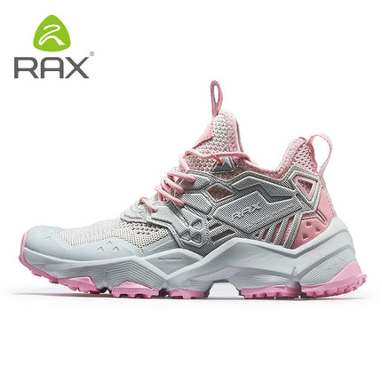 RAX Running Shoes Men&Women Outdoor Sport Shoes Breathable Lightweight Sneakers Air Mesh Upper Anti-slip Natural Rubber Outsole PlatiNum