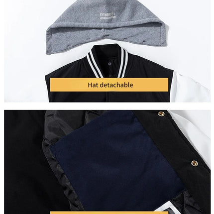 Winter Varsity Jacket Men Women Streetwear Basketball Jacket Fashion Casual Thick Parkas Men Korean Patchwork Couple Coat Button