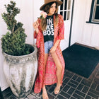 TEELYNN Chiffon Floreale di Stampa Kimono A Maniche Lunghe beach boho Cover up Camicetta delle donne Dell'annata di estate Cardigan Magliette E Camicette Blusas shirt platinumshop