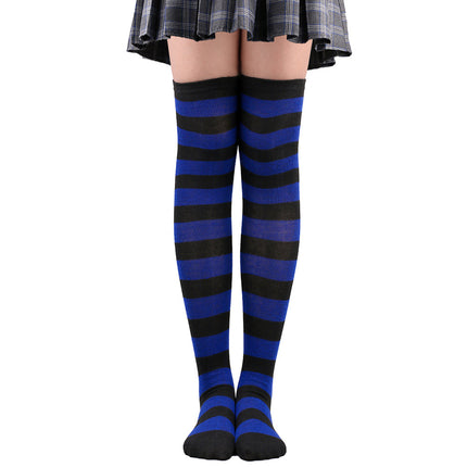 Calze alte alla coscia da donna a righe da donna nere bianche rosa lunghe sopra sopra calzini al ginocchio femboy Cosplay Lolita Harajuku Y2k