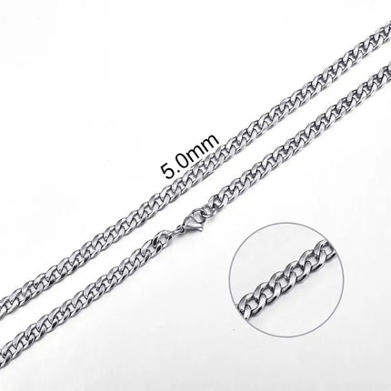 Jiayiqi 2mm-7mm Rope Chain Necklace Stainless Steel Never Fade Waterproof Choker Men Women Jewelry Silver Color Chains Gift PlatiNum