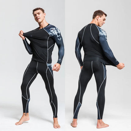 Men's Sports Suit MMA rashgard male Quick drying Sportswear Compression Clothing Fitness Training kit Thermal Underwear leggings PlatiNum