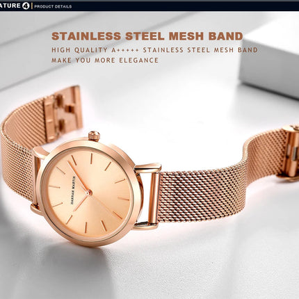 HANNAH MARTIN Movimento al quarzo giapponese in acciaio inossidabile di qualità del marchio Orologio Dropshipping da donna impermeabile da 36 mm in oro rosa completo platinumshop