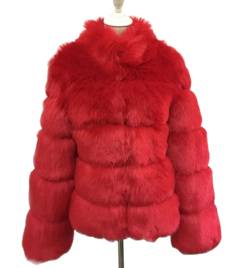 ZADORIN Fashion Thick Warm Winter Coat Woman Luxury Faux Fox Fur Coat Jackets Woman Stand Fur Collar Fake Fur Jacket Outerwears