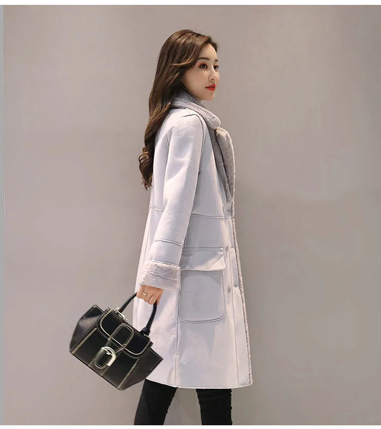 Winter Fashion New High Quality Rabbit Fur Coat Velvet Fur Coat Long Fur Coat Female Loose Thick Warm Mink Fur Teddy Coat