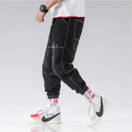 2025 New Streetwear Hip Hop Cargo Pants Men's Jeans Elastic Harun Joggers In Autumn and Spring Men ClothIng PlatiNum