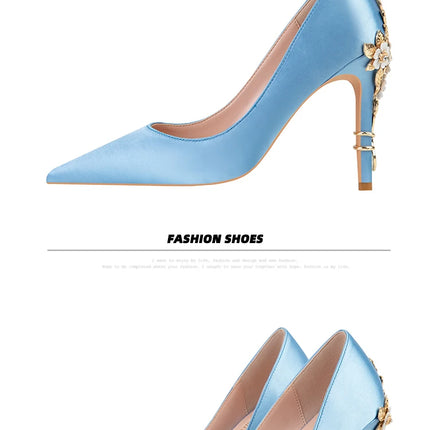 Moda mujer tacones altos bajos de aguja boda/fiesta zapatos de salón de señora primavera/otoño calzado femenino clásico calzado de mujer