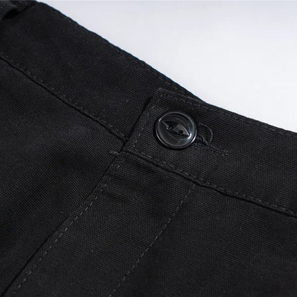 Multi-Pocket Cargo Pants Mens Safari Style Solid Color Pleated Loose Straight-leg Pants Elastic Waist Casual Trousers Men
